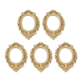 uxcell 5pcs Vintage Resin Picture Frames, Mini Tiny Photo Frame Rectangle Jewelry Display Prop for DIY Table Top Photography Wedding Decor, Gold, 1.3 x 1.1