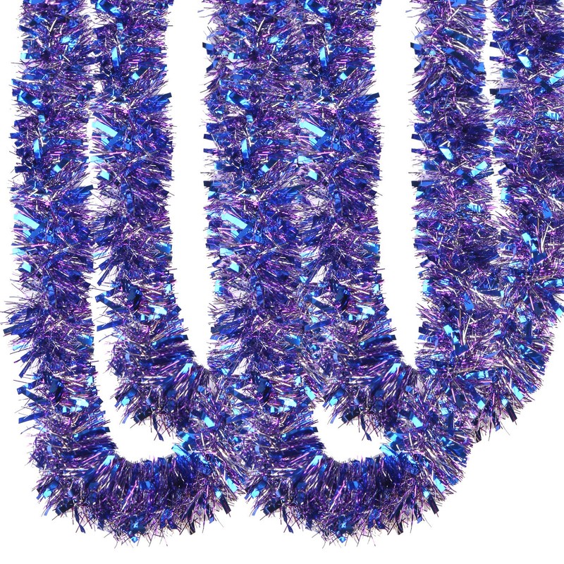 DIYASY RoyalBlue Christmas Chunky Tinsel Garland for Christmas Tree Decorations