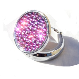 Hotblings Purple Color Crystal Bling Pill Box Made Using High-end Brand Name Crystals, Cute Size for Purse Metal Locking Small Daily Case