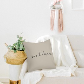 HONLUNG Sweet Dreams Throw Pillow Covers,Bed Decorative Pillows Covers, 22x22 Pillow Cover,Farmhouse Home Decor for Couch Bed Bedroom(Brown)