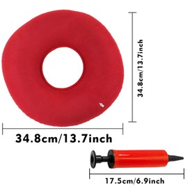 SZCXDKJ Donut Cushion,Donut Ring Cushion for Pressure Relief,2 Pack with 2 Colors(Red and Blue),Cushion with 2 Pumps Inflatable Donut Seat Cushion for Home Office and Car(40x10cm)