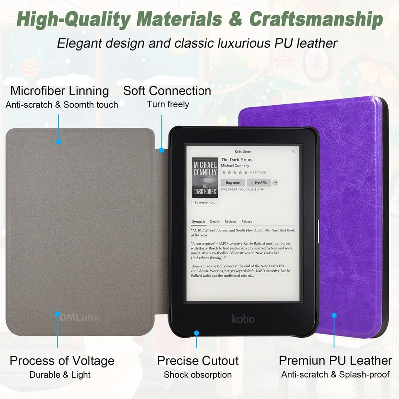 DMluna Case for 2024 Kobo Clara Colour/BW/2E, Tolino Shine Colour/Shine