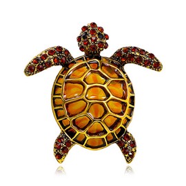 Wendalern Rhinestone Turtle Brooch Pin Crystal Turtle Enamel Brooch CZ Turtle Animal Safety Pin Cute Sea Turtle Corset Pin Clothing Decor Badge Jewellery for Women, Metal