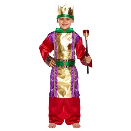 HENBRANDT Children’s Christmas King Costume Three Kings Wise Man Xmas Fancy Dress Outfit Nativity Play Pantomime Christmas Fancy Dress for Boys (Age 7-9)