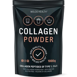 WoldoHealth Collagen, 100% Protein, Pure Hydrolysate Collagen Powder, 500 g, Tasteless, Easily Soluble, Bovine Based 1000 g