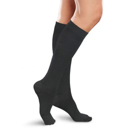 Ease Opaque Women's Firm 30-40mmHg Compression Chevron Trouser Socks (Black, Small Long)