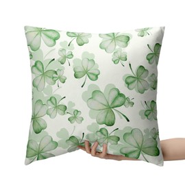 Kwlegh Spring Pillow Covers 20x20 Green Shamrock Pillows Cushion Cases Set of 2 Lucky Clover Decor Pillow Cases March Decorations for Indoor Living Room Couch