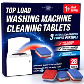 Washing Machine Cleaner Tablets 28 Pack for HE Top Load - Eco Friendly Washer Machine Cleaning Tablets - 3 Layers Septic Safe Wash Machine Full Deodorizer Descaler Protector - 1 Plus Year Supply