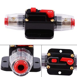 Circuit Breaker, 12 V DC 40 A Circuit Breaker, Fuse Holder for Car Audio Solar Inverter System Protection