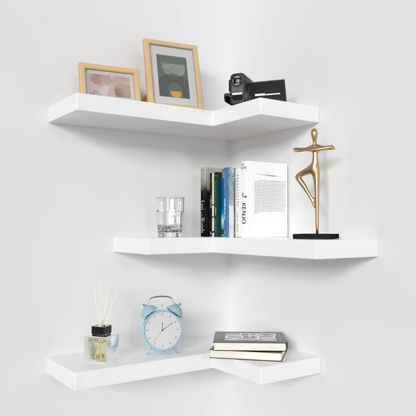 NATURE'S SOURCE Corner Floating Shelves with Invisible Brackets, Corner Shelves