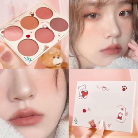 6 Color Blush Palette Women Makeup Contour Highlight Matte Face Blush Powder Pigmented Cosmetics Gift (Paleta de rubor de 6 colores)