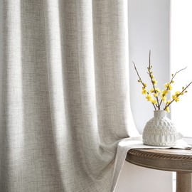 Melodieux Natural Linenlook Curtains Eyelet for Bedroom Living Room, 66 x 90 Drop