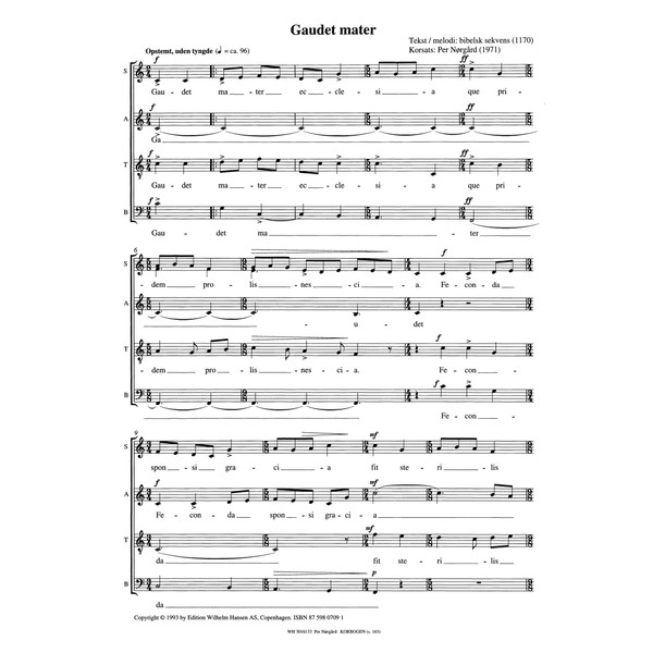 Per Norgard,Bibelsk Sekvens-Gaudet Mater-Mixed Choir [SATB]-Vocal Score