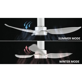 Carro 45" Low Profile Ceiling Fan with Light and Remote, Indoor & Outdoor Ceiling Fan with 10-Speed Quiet DC Motor, Smart Ceiling Fan Compatible with Alexa, Siri & Google Home, White