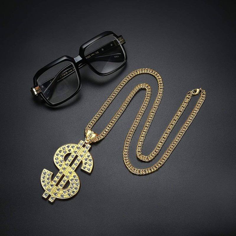 NYUK Gold Chain for Men with Dollar Sign Pendant Necklace