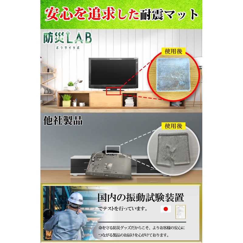 Disaster Prevention LAB Earthquakeproof Mat, Earthquake Gel, Fall Prevention, Disaster