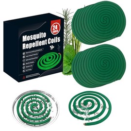 24 Coils Mosquito Repellent Coils with 6 Metal Stands & 1 Holder, Citronella Incense Mosquito Coils for Outdoor Patio Yard Camping, Long Lasting 6-8 Hrs Mosquito Incense with Plant-Based Ingredients