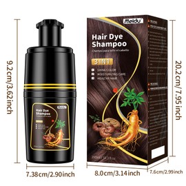 Dark Brown Hair Dye Shampoo 3 in 1, Permanent Hair Colour Shampoo to Cover Grey for Women and Men, 350ML