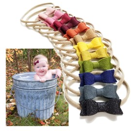 Vanaguelite Baby bows and headbands, Soft nylon headbands, newborn to toddler, Rainbow Colors, set of 12 (Fall Rainbow)