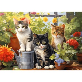 1000 piece jigsaw puzzles for adults-Garden Kittens Jigsaw Puzzles 1000 Pieces Cute Cats Puzzles for Adults 1000 Pieces Cats in Garden Puzzle 1000 Pieces Jigsaw Puzzles Funny Kitten