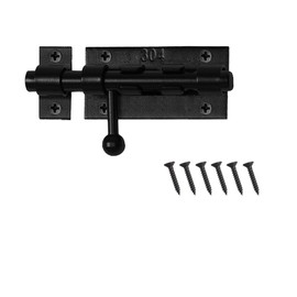 4 Inch Slide Barrel Bolt Latch Door Slide Lock, Solid 304 Stainless Steel Black Bolt Lock, Thickened Heavy Duty Gate Latches for Wooden Fence Metal Gate Yard Shed Warehouse Cabinet Window (1 Pack)