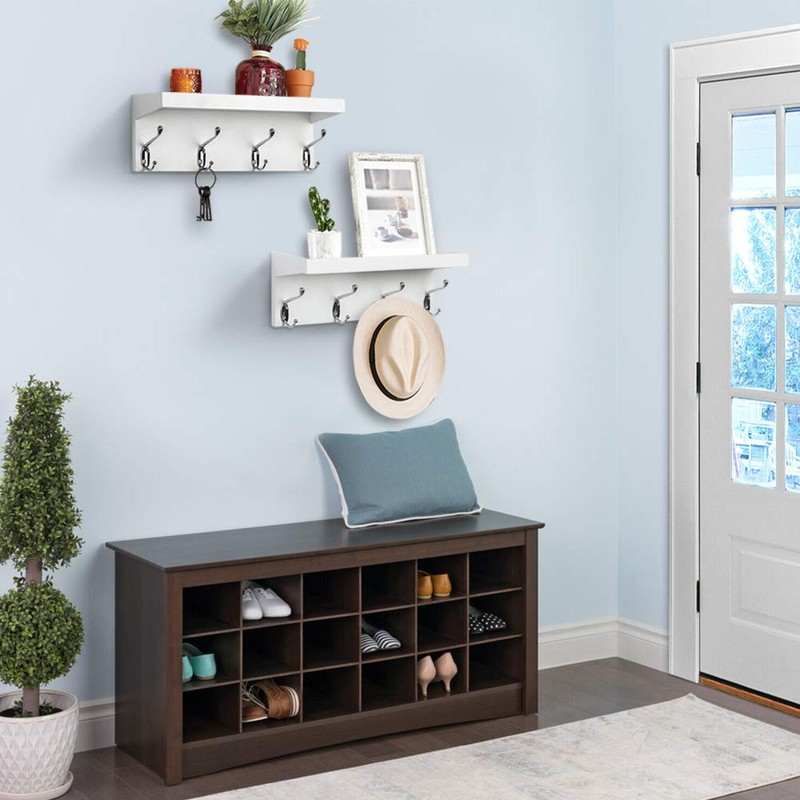 ZGZD White Wall Mounted Coat Rack with Shelf Entryway Hanging