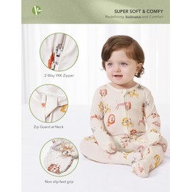 BambooBud Baby Footie Romper Pajamas Unisex Newborn Infant Footed Pjs Zipper Viscose from Bamboo Rompers, Little Lion, NewBorn
