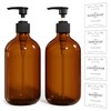 2PCS Amber Dish Soap Dispenser for Kitchen (16 Oz), Brown