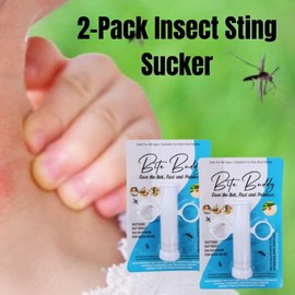Insect Sting Sucker 2 Pack – Venom Extractor Vacuum Tool for Bug Bites, Natural Itch Relief for Outdoor Use – Bonus: 2X PIC Mosquito Repellent Wipes