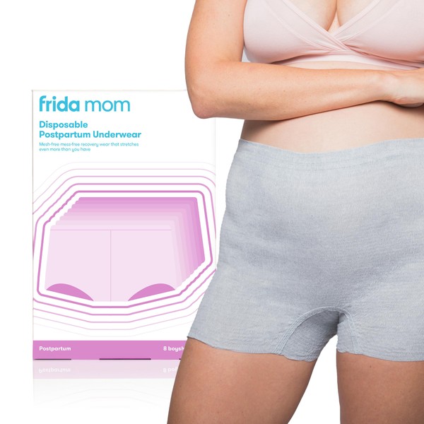 Frida Mom Women's Postpartum Underwear, Disposable Boyshort Underwear, Seamless with