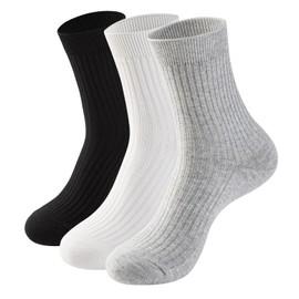 SYCESYO Men's Cotton Dress Socks, Comfort Breathable Crew Socks for Office, Casual, and Athletic Wear, 3 Pairs, Multicolor