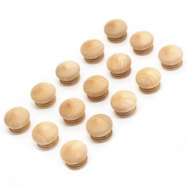 WEICHUAN 15PCS Round Wood Unfinished Cabinet Furniture Drawer Knobs Pulls Handles (Diameter: 1-3/8 Inches Height: 1 Inch)