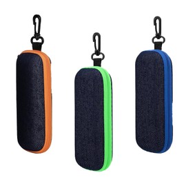 Pack of 3 Glasses Cases Made of Denim Fabric, Fashion Glasses Case Sunglasses, Glasses Case with Carabiner, Portable Travel, Anti-Pressure Glasses Case, Hard, Glasses Case with Zip (Green, Blue