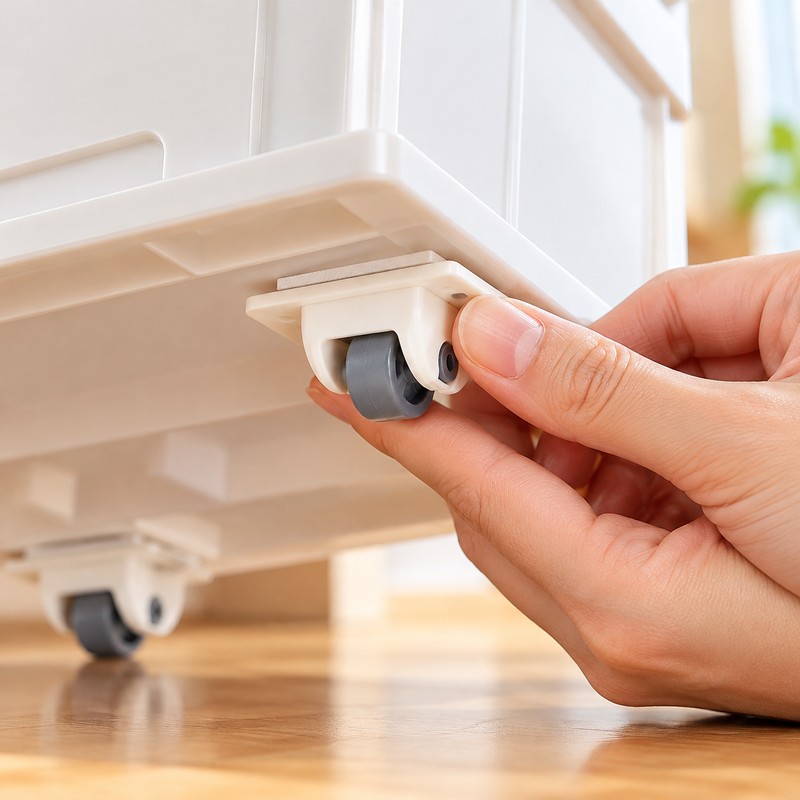 Self-Adhesive Caster Wheels for Storage Boxes – Tool-Free Mobility for