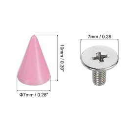 sourcing map 50 Sets Spikes and Studs, 7 x 10mm Cone Spikes Screw Back Studs Rivets, Cone Punk Spikes Rivet for Clothing Belts Bags DIY Leather Crafts, Pink