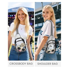 HULISEN Clear Sling Bag for Stadium Events, Clear Purses for Women Stadium Crossbody, Wide Adjustable Shoulder Strap Transparent Bag with 2 Compartments for Concerts, Sports Events, Festivals