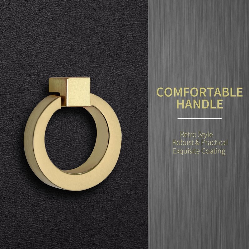 Bonsicoky 6 Pcs Round Cabinet Ring Pull Handles Single Hole