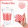 Tiangrid 100 Pcs 16 oz Red and White Checkered Plastic