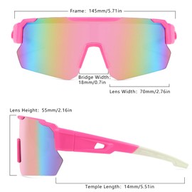 UVVRUR Polarized Sports Sunglasses Men Women UV400 Protection for Outdoor Activities Cycling Skiing Hiking (Pink)