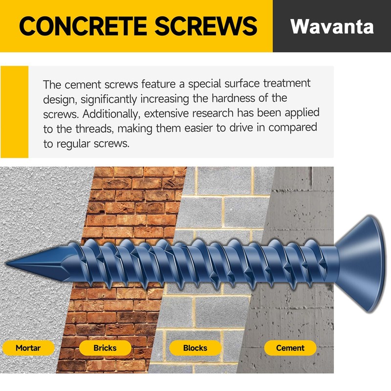 Wavanta 30Pcs M5.5 x 32mm Concrete Screws Anchor, Blue Flat