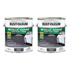 Rust-Oleum 349353-2PK Metallic Garage Floor Paint and Primer, Gallon, Gunmetal, 2 Pack