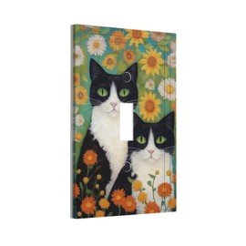 Decorative Art Light Switch Covers,1 Gang Single Toggle Duplex Outlet,Wall Plate,Switchplate Electrical Faceplate,Cat Flowers