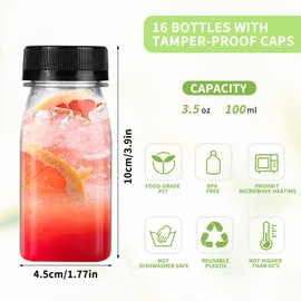 12 Stück Shot Flaschen zum Befüllen 120ml plastikflaschen zum befüllen mit Aufkleber Wiederverwendbare 120ml flaschen Mini Flaschen zum Befüllen für Getränke Smoothies