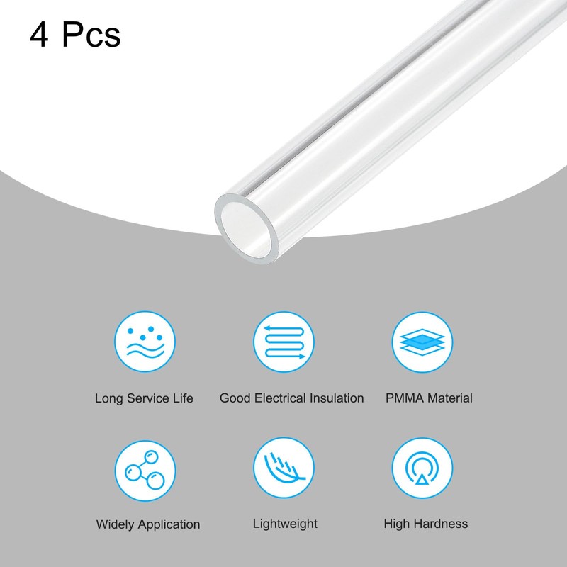 sourcing map Acrylic Pipe Clear Rigid Round Tube 10mm ID