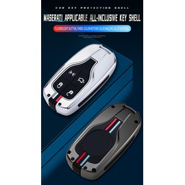 ontto Key Fob Cove Compatible with Maserati Quattroporte Ghibli 2013-up Levante 2017-up Keyless Smart Remote Metal Key Shell Silicone Key Case Antifall Antiscratched Black