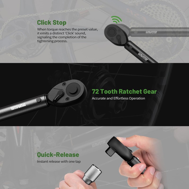LLAVETOR Torque Wrench 3/8 Inch, 5-60Nm