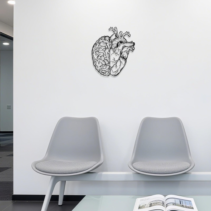 Rajukit Brain Decor and Anatomical Heart Metal Wall Art, 12.6x11