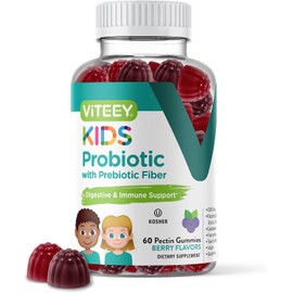 Viteey- Gomitas probióticas para niños más fibra prebiótica: 2 mil millones de UFC: salud digestiva, salud intestinal, Co