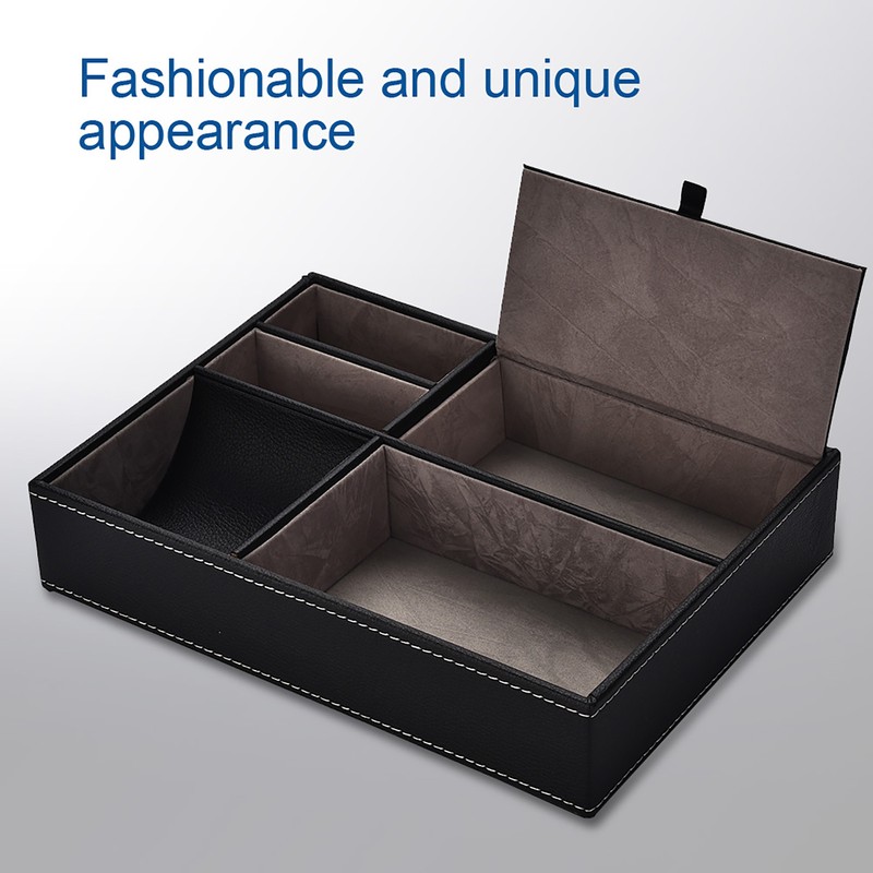 Multi functional PU Leather Desktop Stationery Business Office Supplies Storage