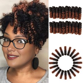 BECUS 3Packs 10inch Crochet Braids Hair for Black Women Synthetic Short Braiding Diameter (8mm) Cut Wand Hair(#1B Natural Black/Brown)